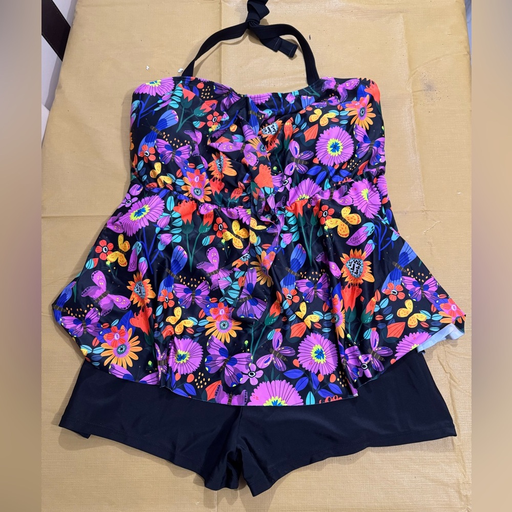 NEW 2 piece Tankini Swim Set, multicolor ruffle #SW-T2-0040 - Picture 7 of 10
